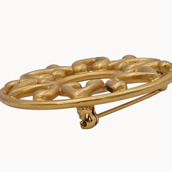 Anne Klein Brooch Gold Tone Round Filigree Mandela Regencycore Classy Pin - Picture 11 of 14